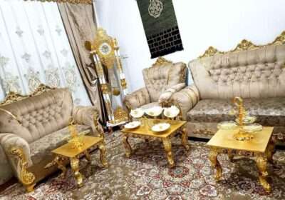 Selling two sets royal 7 seater sofa with three costume table’s